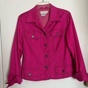 Hot Pink “denim” jacket sz 12 petite